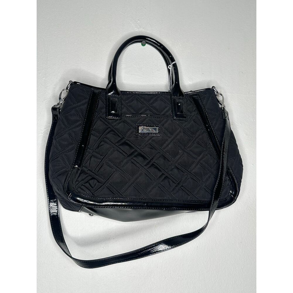 VERA BRADLEY Black Espresso Trimmed Trapeze Quilted Crossbody Top Handle Purse - Picture 2 of 16